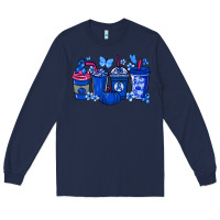 Navy Colon Cancer coffee cups blue ribbon Long Sleeve Tee - NancyCooperArtShop