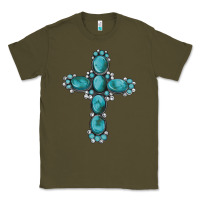 Army Green western Gemstone cross Classic Tee - Artiststas