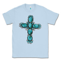 Dusty Blue western Gemstone cross Classic Tee - Artiststas