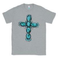 Heather Grey western Gemstone cross Classic Tee - Artiststas