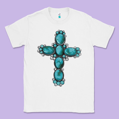 Western Gemstone Cross Classic Tee Designed By Artiststas