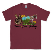 Burgundy Peace Love Donkey Classic Tee - LillyAllenDesigns