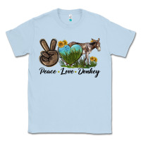 Dusty Blue Peace Love Donkey Classic Tee - LillyAllenDesigns
