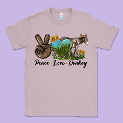 Peace Love Donkey Classic Tee Designed By Lillyallendesigns