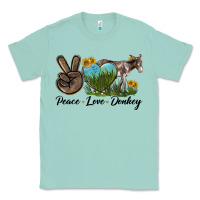 Seafoam Peace Love Donkey Classic Tee - LillyAllenDesigns