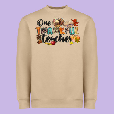 One Thankful Teacher Heavyweight Sweatshirt Designed By Cowgirlartshop
