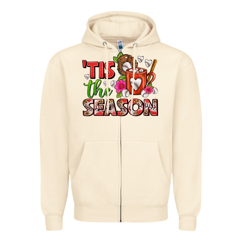 Tis The Season Baseball Coffee Mug Zipper Hoodie by FaDigitalArtStudio | Teevron