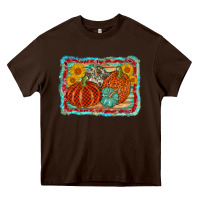 Chocolate Brown pumpkin sunflower Heavy Core Tee - AdoDesignShop