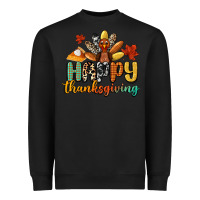 Black happy thanksgiving Heavyweight Sweatshirt - CowGirlArtShop