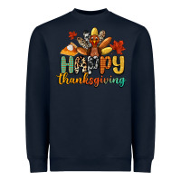 Navy happy thanksgiving Heavyweight Sweatshirt - CowGirlArtShop