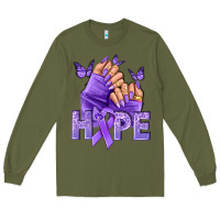 Army Green Hope lavender ribbon all cancers Long Sleeve Tee - NancyCooperArtShop
