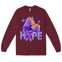 Burgundy Hope lavender ribbon all cancers Long Sleeve Tee - NancyCooperArtShop