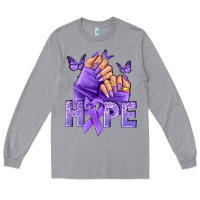 Heather Grey Hope lavender ribbon all cancers Long Sleeve Tee - NancyCooperArtShop