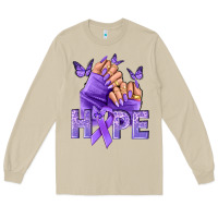 Mushroom Hope lavender ribbon all cancers Long Sleeve Tee - NancyCooperArtShop
