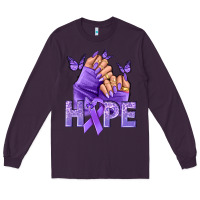 Plum Hope lavender ribbon all cancers Long Sleeve Tee - NancyCooperArtShop