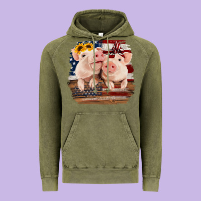 Cute Couple American Pigs Vintage Hoodie Designed By Bettercallsaul