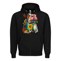 Black Simmental Cow Coffee Cup Zipper Hoodie - FaDigitalArtStudio