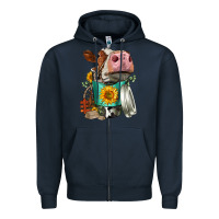 Navy Simmental Cow Coffee Cup Zipper Hoodie - FaDigitalArtStudio
