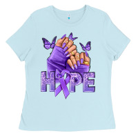 Baby Blue Hope all Cancers nails Ladies Tee - NancyCooperArtShop
