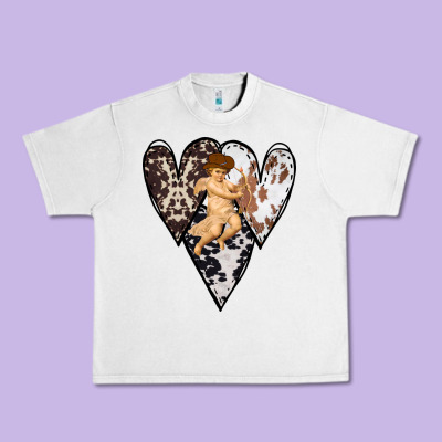 Country Cupid Valentine Cowhide Heart Urban Heavy Tee Designed By Bettercallsaul