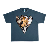 Midnight Navy Country Cupid Valentine Cowhide Heart Urban Heavy Tee - Bettercallsaul