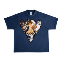 Navy Country Cupid Valentine Cowhide Heart Urban Heavy Tee - Bettercallsaul