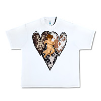 White Country Cupid Valentine Cowhide Heart Urban Heavy Tee - Bettercallsaul
