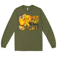 Army Green Her fight is our fight Childhood Cancer yellow Long Sleeve Tee - NancyCooperArtShop