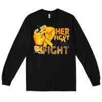 Black Her fight is our fight Childhood Cancer yellow Long Sleeve Tee - NancyCooperArtShop