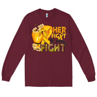 Burgundy Her fight is our fight Childhood Cancer yellow Long Sleeve Tee - NancyCooperArtShop