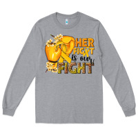 Heather Grey Her fight is our fight Childhood Cancer yellow Long Sleeve Tee - NancyCooperArtShop