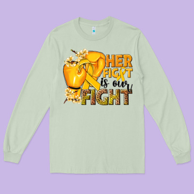 Her Fight Is Our Fight Childhood Cancer Yellow Long Sleeve Tee Designed By Nancycooperartshop
