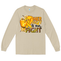 Mushroom Her fight is our fight Childhood Cancer yellow Long Sleeve Tee - NancyCooperArtShop