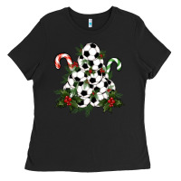 Black soccer tree Christmas Ladies Tee - RanaPortraitStore