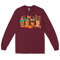 Burgundy Kidney Cancer coffee cups orange ribbon Long Sleeve Tee - NancyCooperArtShop