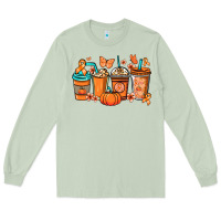 Matcha Kidney Cancer coffee cups orange ribbon Long Sleeve Tee - NancyCooperArtShop