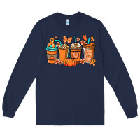 Navy Kidney Cancer coffee cups orange ribbon Long Sleeve Tee - NancyCooperArtShop