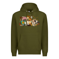 Army Green Cows And Coffee Premium Hoodie - FaDigitalArtStudio