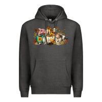 Charcoal Heather Cows And Coffee Premium Hoodie - FaDigitalArtStudio
