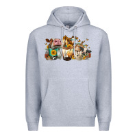 Heather Grey Cows And Coffee Premium Hoodie - FaDigitalArtStudio