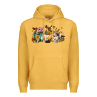 Mustard Cows And Coffee Premium Hoodie - FaDigitalArtStudio
