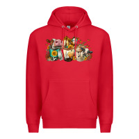 Red Cows And Coffee Premium Hoodie - FaDigitalArtStudio