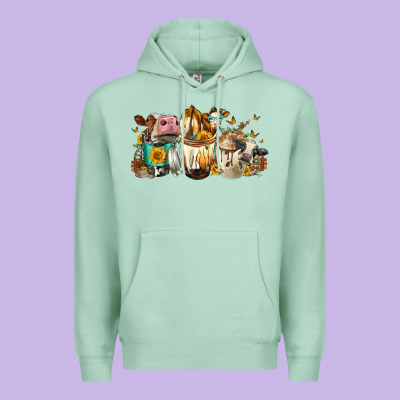 Cows And Coffee Premium Hoodie Designed By Fadigitalartstudio