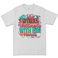 Dove Grey she works willingly with her hands Premium Tee - NancyCooperArtShop