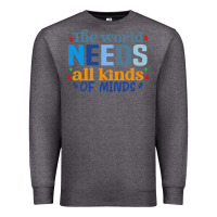 Charcoal Heather The world needs all kinds of minds Premium Sweatshirt - CowhideDigitalArt