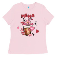 Bubblegum Pink mama coffee cups Ladies Tee - MaliasSmallBusiness