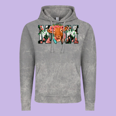 Cowhide Floral Feather Cow Mom Vintage Hoodie Designed By Bettercallsaul