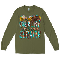 Army Green Western a Country Girl Can Survive Long Sleeve Tee - texasbilliewilder