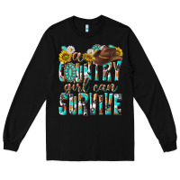Black Western a Country Girl Can Survive Long Sleeve Tee - texasbilliewilder