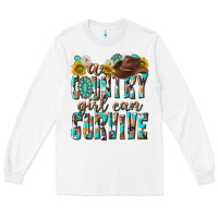 White Western a Country Girl Can Survive Long Sleeve Tee - texasbilliewilder